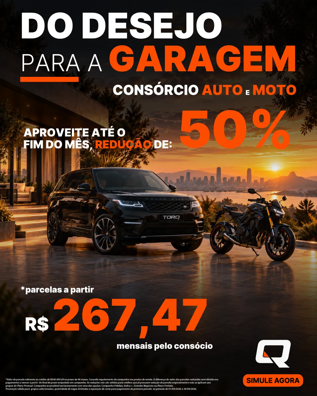 Do desejo para a garagem. Aproveite 50% de redução nas 12 primeiras parcelas. A partir de R$ 267,47 por mês.
